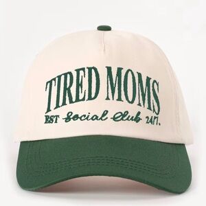 NWOT Cream and Green Tired Moms Cap